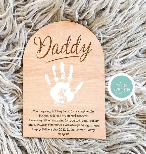 Personalised Handprint Plaque for Fathers Day, Personalise it with your message at the bottom! (Fathers Day Gift Idea)