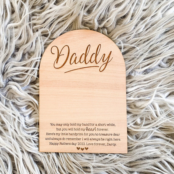 Personalised Handprint Plaque for Fathers Day, Personalise it with your message at the bottom! (Fathers Day Gift Idea)