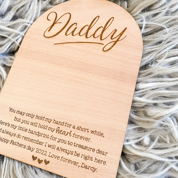 Personalised Handprint Plaque for Fathers Day, Personalise it with your message at the bottom! (Fathers Day Gift Idea)