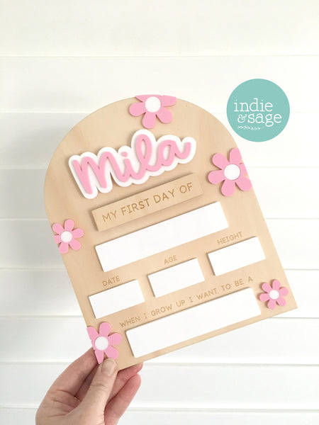 Personalised Back To School Board (Beautiful Floral Pink Design)
