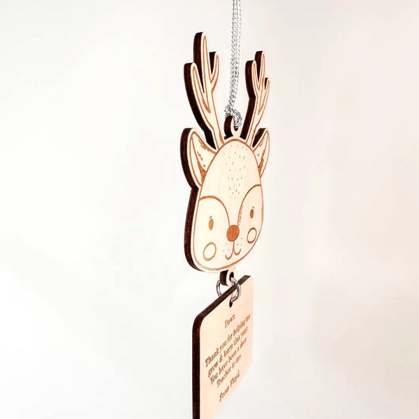Christmas Tree Decoration - Personalised Teacher Gift Reindeer