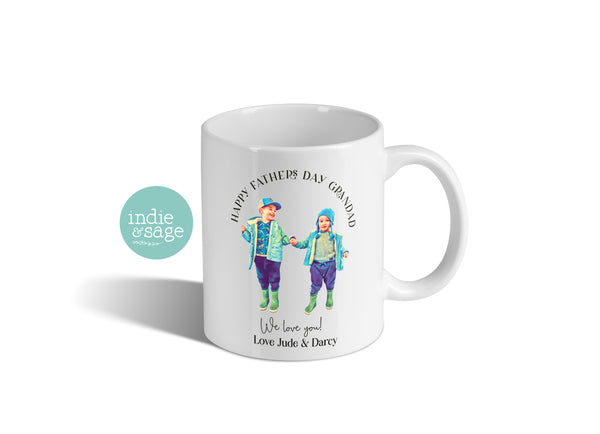Personalised Photo Mug- Happy Fathers Day Mug (Change Dad to any other name and add your message)