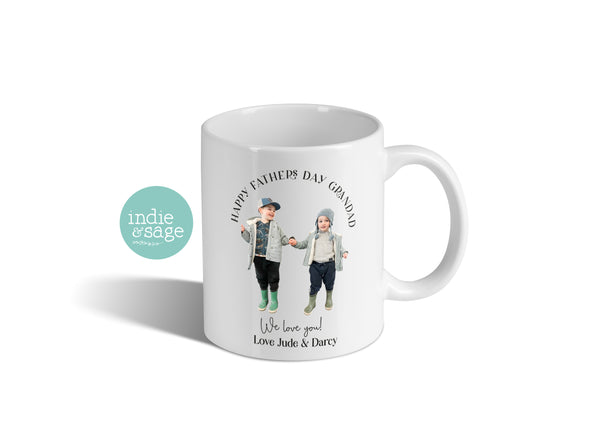 Personalised Photo Mug- Happy Fathers Day Mug (Change Dad to any other name and add your message)