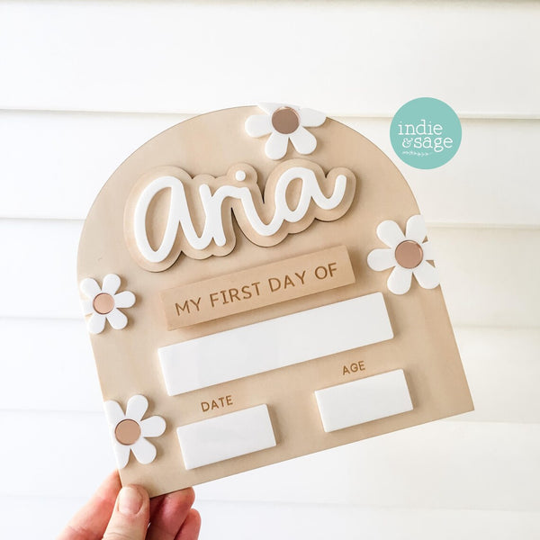 Personalised Back To School Board - Mini White & Rose Gold Floral Design