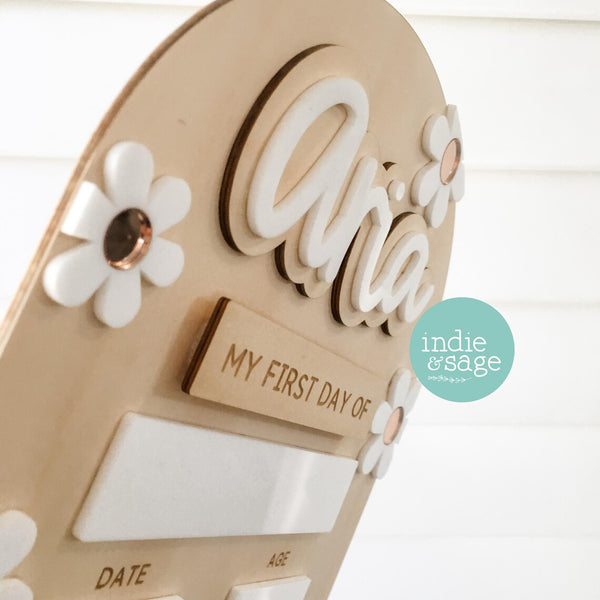 Personalised Back To School Board - Mini White & Rose Gold Floral Design
