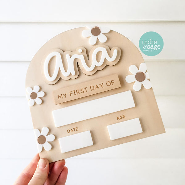 Personalised Back To School Board - Mini White & Rose Gold Floral Design