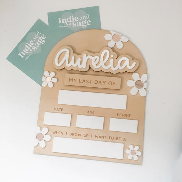Personalised Back To School Board - White & Rose Gold Floral Design