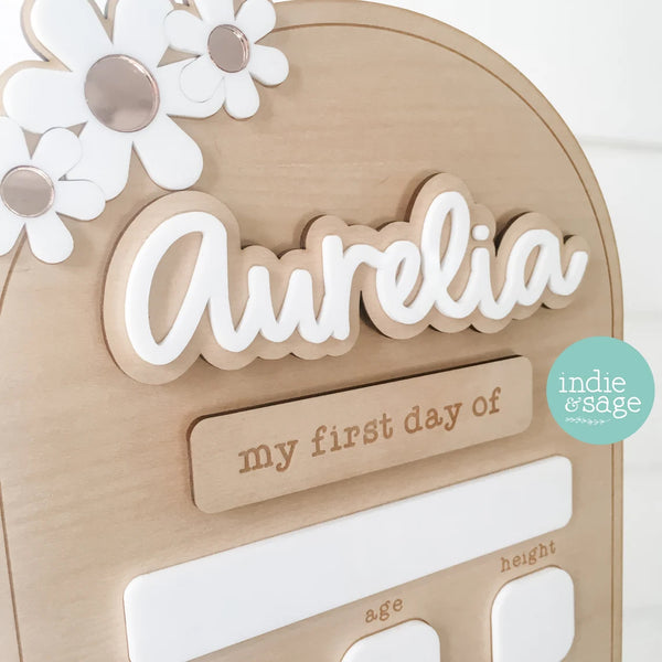 Personalised Back To School Board - Aurelia White & Rose Gold Flower Design