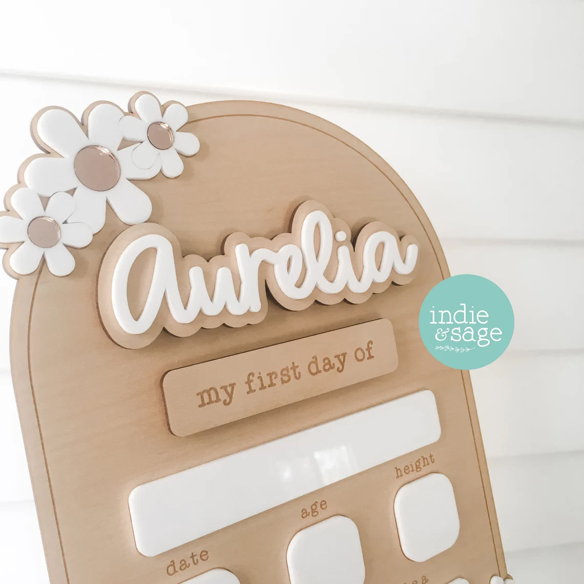 Personalised Back To School Board - Aurelia White & Rose Gold Flower Design