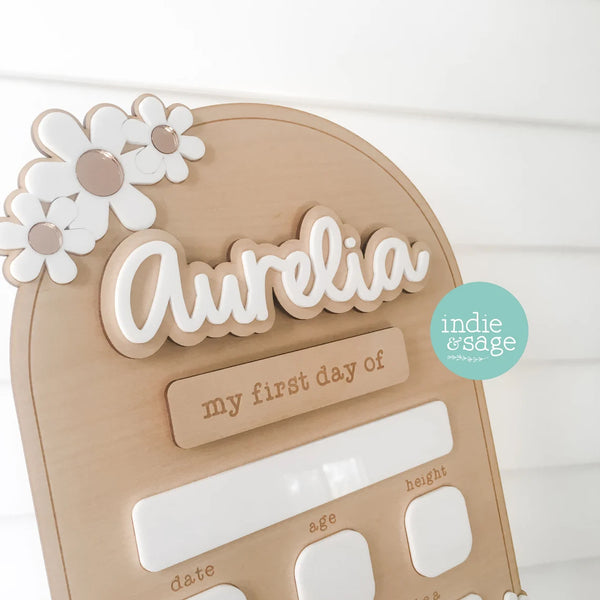 Personalised Back To School Board - Aurelia White & Rose Gold Flower Design