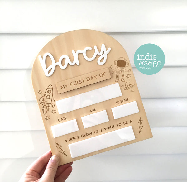 Personalised First/Last Day Back To School Board - Space Design