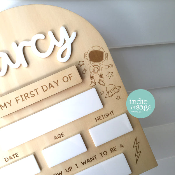 Personalised First/Last Day Back To School Board - Space Design