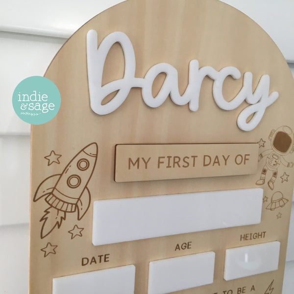 Personalised First/Last Day Back To School Board - Space Design