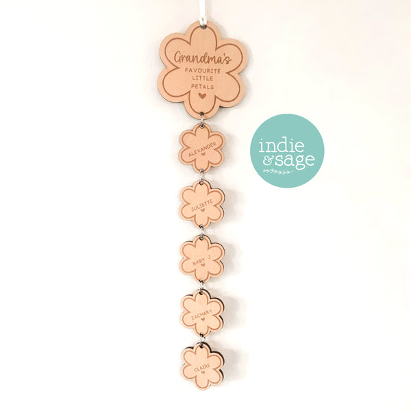 Grandma's Favourite Little Petals Personalised Flower Shaped Wall Hanging
