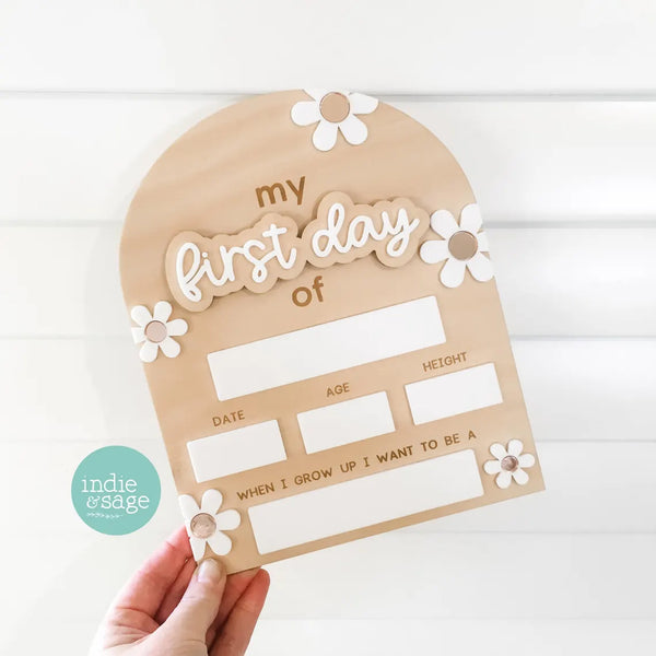 Personalised Back To School Board - My First / My Last Day Flower Design