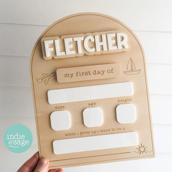 Personalised Back To School Board - Transport Sun Design
