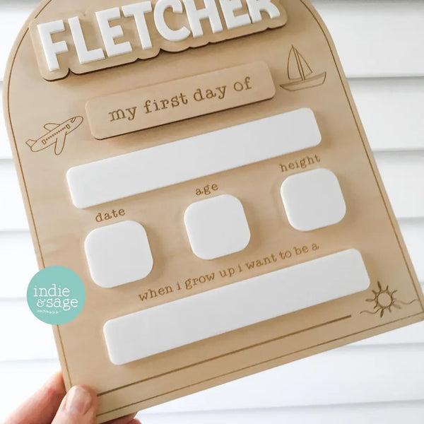 Personalised Back To School Board - Transport Sun Design