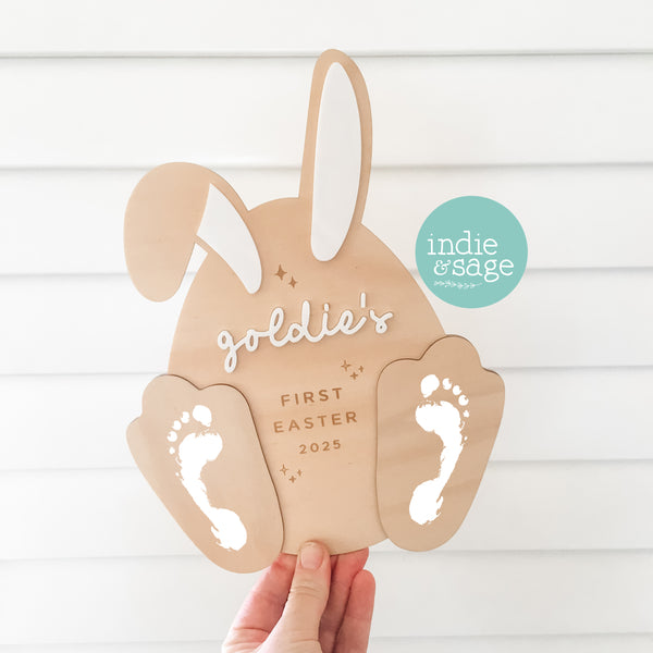 First Easter Personalised Bunny Footprint Plaque (add your footprints)