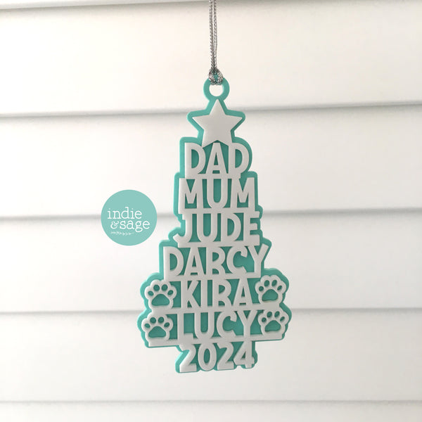 Christmas Tree Decoration - Personalised Family Christmas Tree Decoration (Two Tone Design)