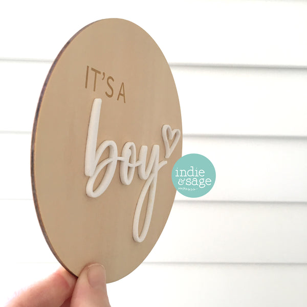 It's a Girl / It's a Boy Baby Announcement Plaque – Wooden Newborn Name Sign