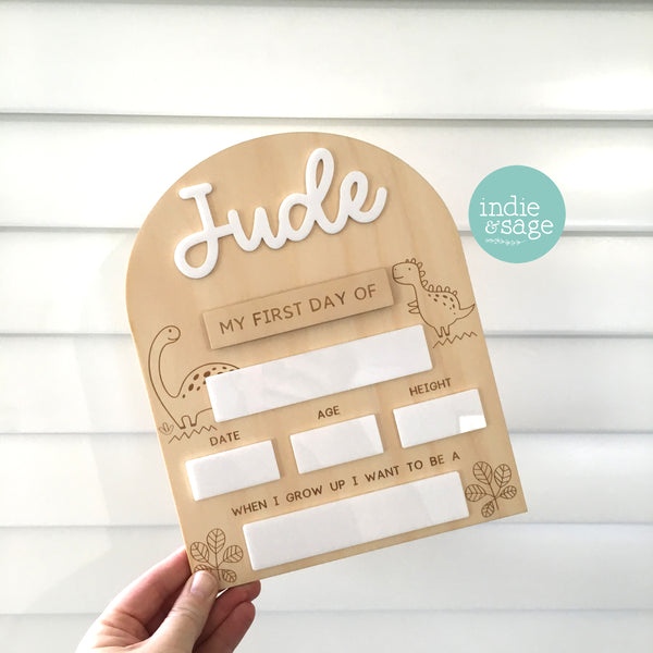 Personalised First/Last Day Back To School Board - Dinosaur Design