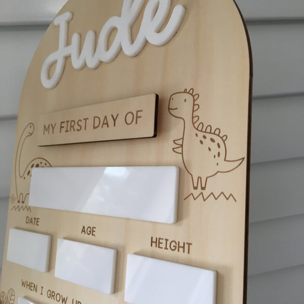 Personalised First/Last Day Back To School Board - Dinosaur Design