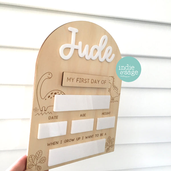 Personalised First/Last Day Back To School Board - Dinosaur Design