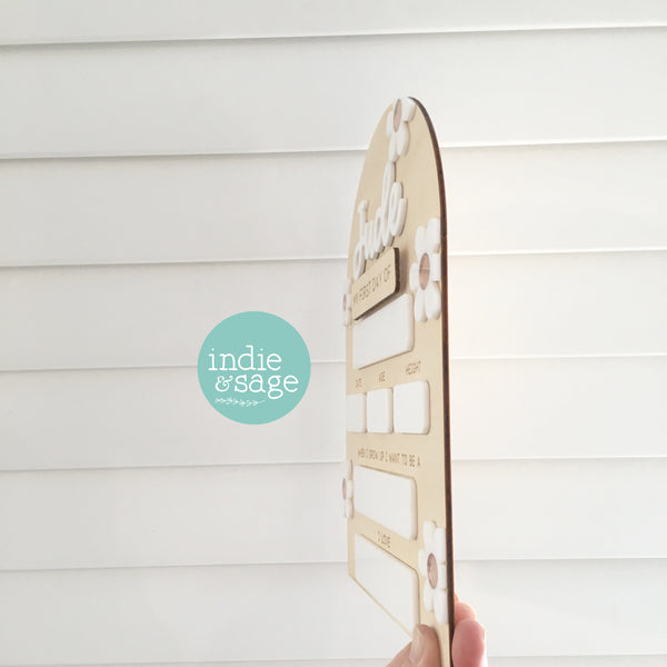 XL Back To School Board - White and Rose Gold Flowers (Single Name Version)