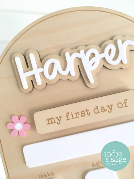 Personalised Back To School Board - "Harper" Musk Flower Design