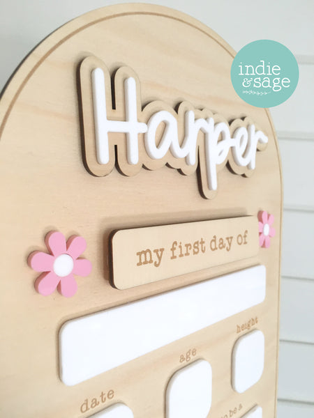 Personalised Back To School Board - "Harper" Musk Flower Design