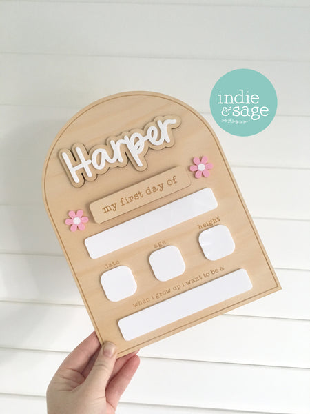 Personalised Back To School Board - "Harper" Musk Flower Design