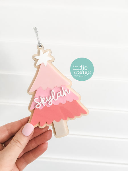 Personalised Christmas Decorations - Pink Girls Name Ornament