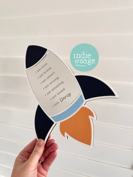 Affirmation Mirror for Boys - Spaced Themed Room Decor