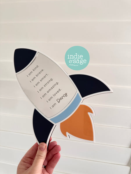 Affirmation Mirror for Boys - Spaced Themed Room Decor