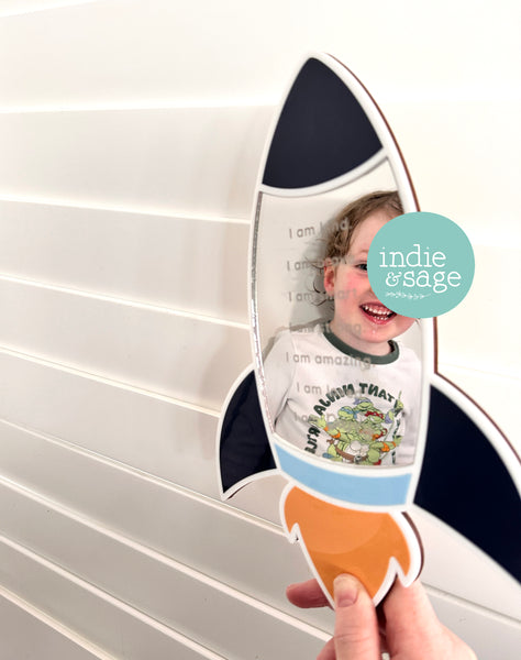 Affirmation Mirror for Boys - Spaced Themed Room Decor
