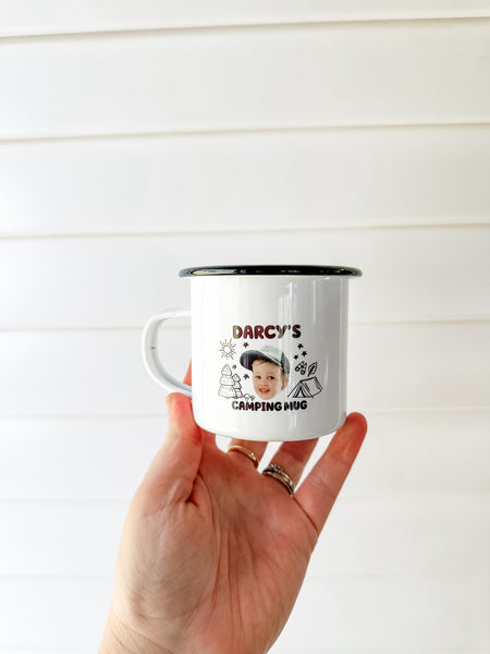 Personalised Kids Camping Mug - Kids Enamel Photo Mug