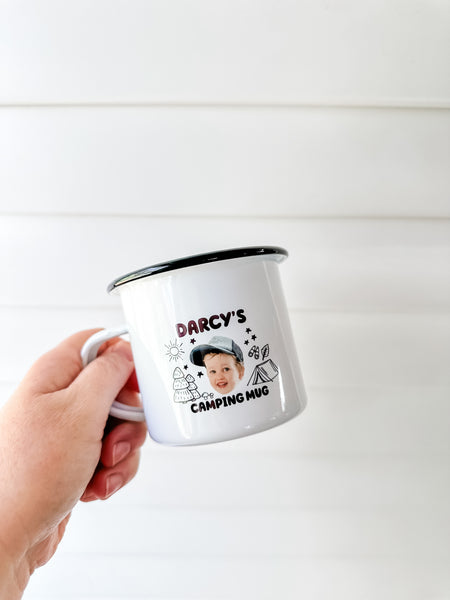 Personalised Kids Camping Mug - Kids Enamel Photo Mug
