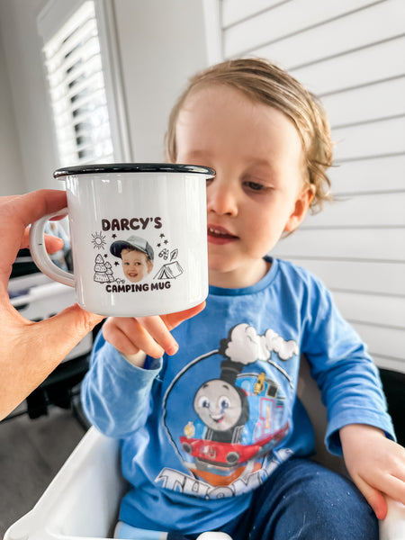 Personalised Kids Camping Mug - Kids Enamel Photo Mug