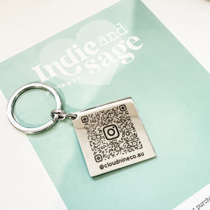 Engraved QR Code Keychain (Stainless Steel - link to your socials or website)
