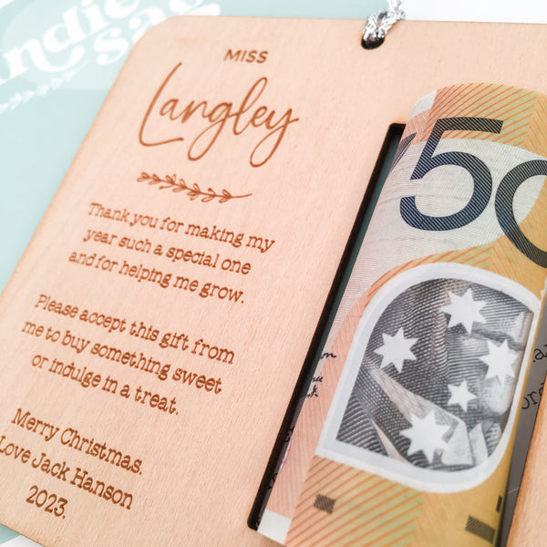 Christmas Money Holder - Teacher Gift Personalised