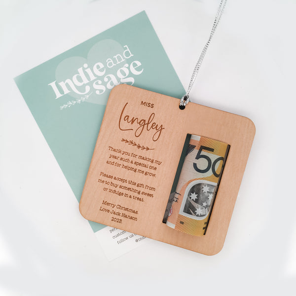 Christmas Money Holder - Teacher Gift Personalised