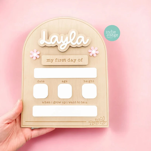 Personalised Back To School Board - "Quinn" Musk Flower Design