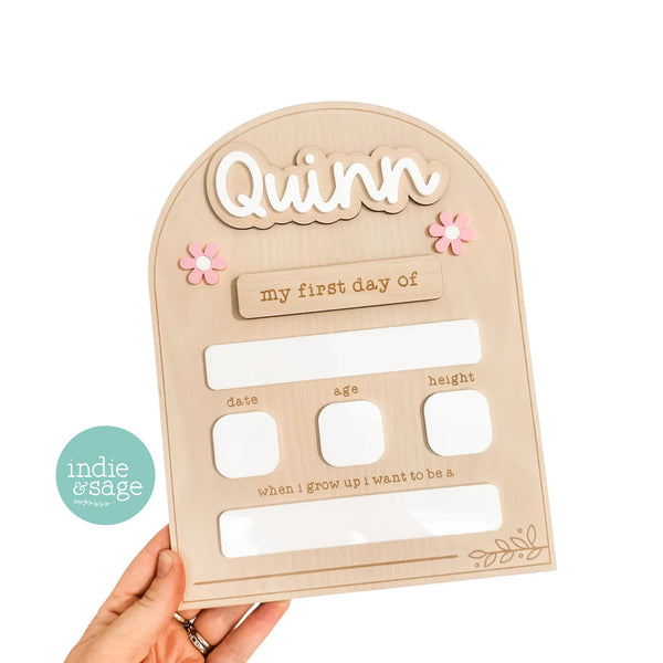 Personalised Back To School Board - "Quinn" Musk Flower Design