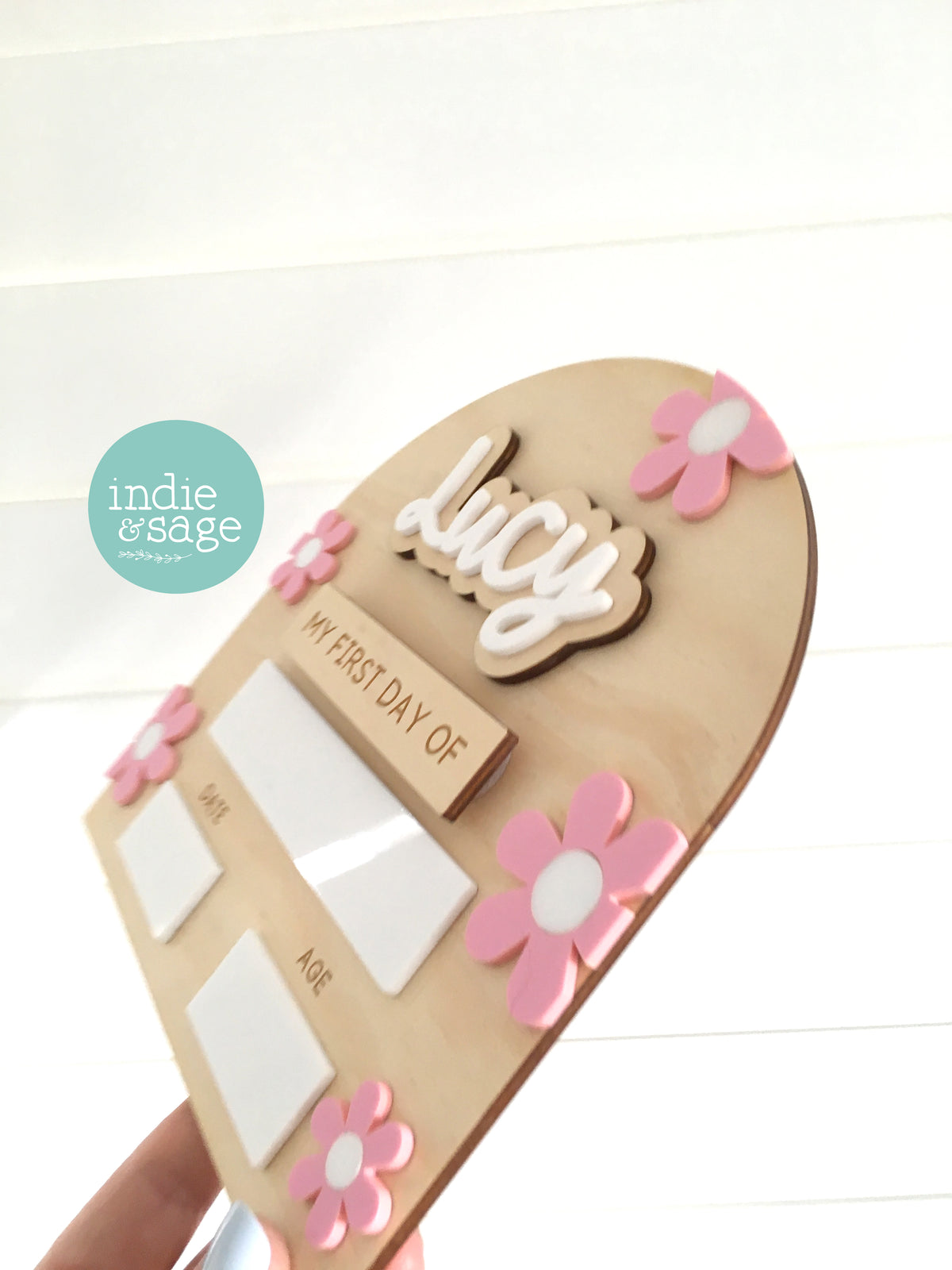 MINI Back To School Board - Pink & White Flower Design