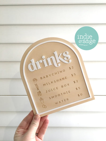 Personalised Kids Cafe and Drinks Menu (Eftpos Card & Play Money Add On Available)