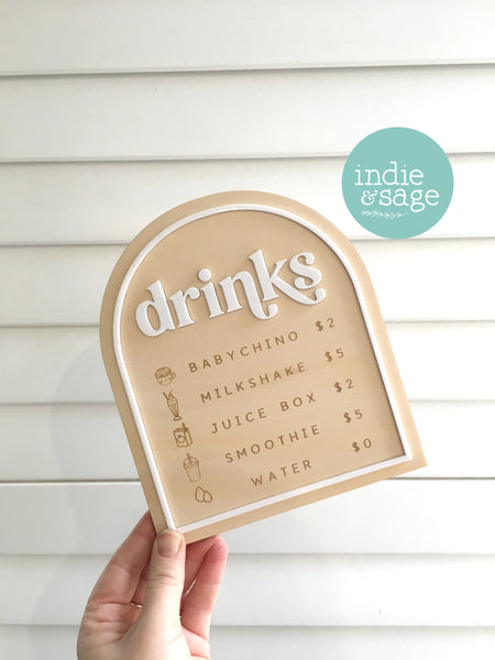 Personalised Kids Cafe and Drinks Menu (Eftpos Card & Play Money Add On Available)