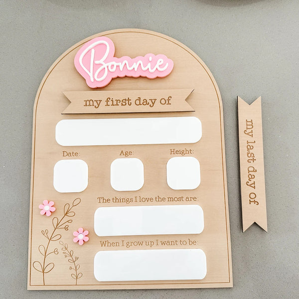 Personalised Back To School Board - Musk Floral Design