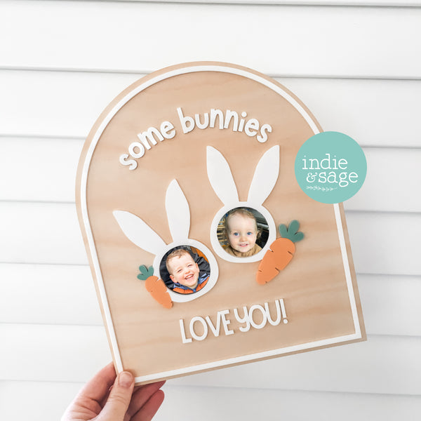 Some Bunny Loves You Easter Photo Plaque (Add upto three photos)