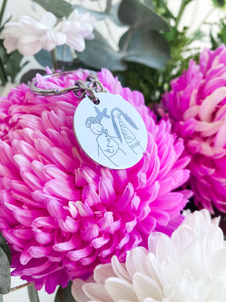 Engraved Kids Artwork or Handwriting Keychain