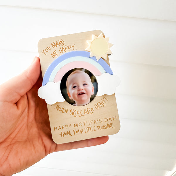 You Make Me Happy When Skies Are Grey Rainbow Personalised  Photo Frame
